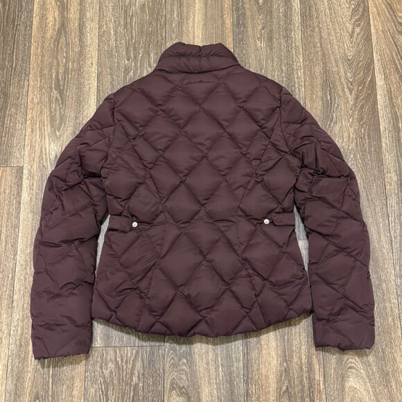 VTG Eddie Bauer Puffer Jacket Women's Small Burgandy Goose Down 650 Quilted 00s - Picture 3 of 13